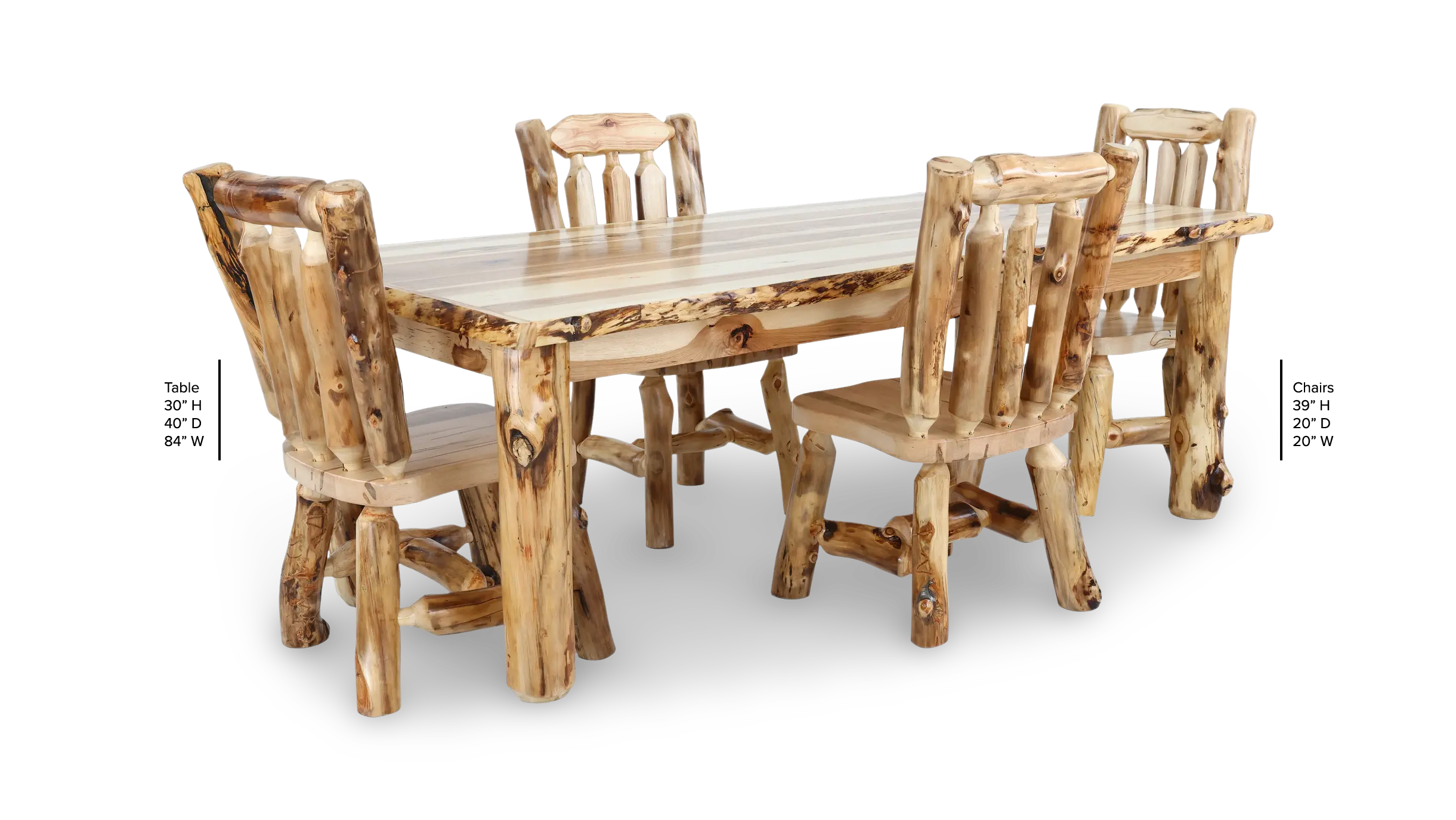 Aspen Natural Log 5-Piece Dining Set-3
