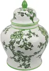 12.5  White and Green Floral Jar with Lid