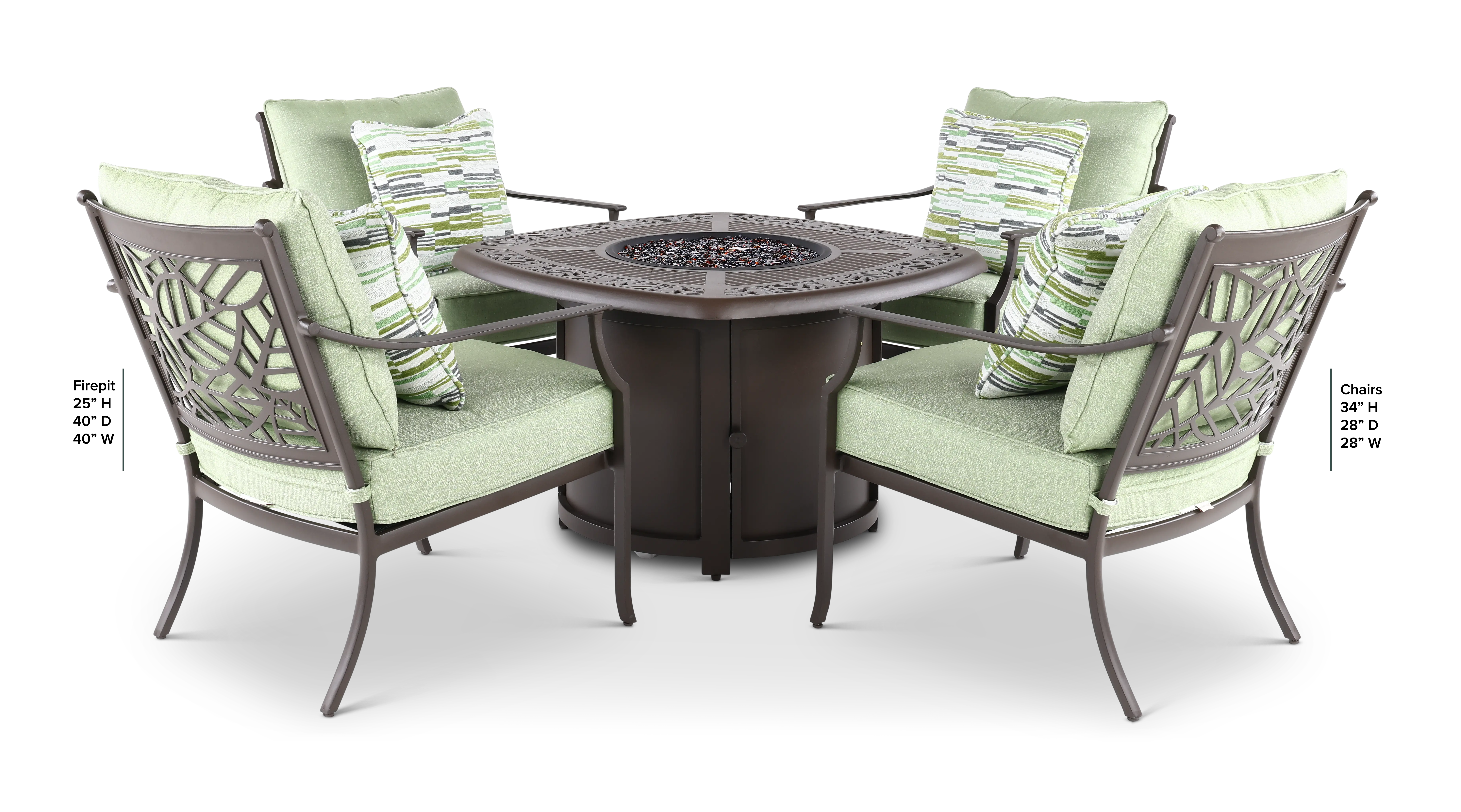 KIT:5PC-THURSTON-FP-CLB Thurston 5 Piece Gray and Green Firepit and Club Chair Patio Set-3