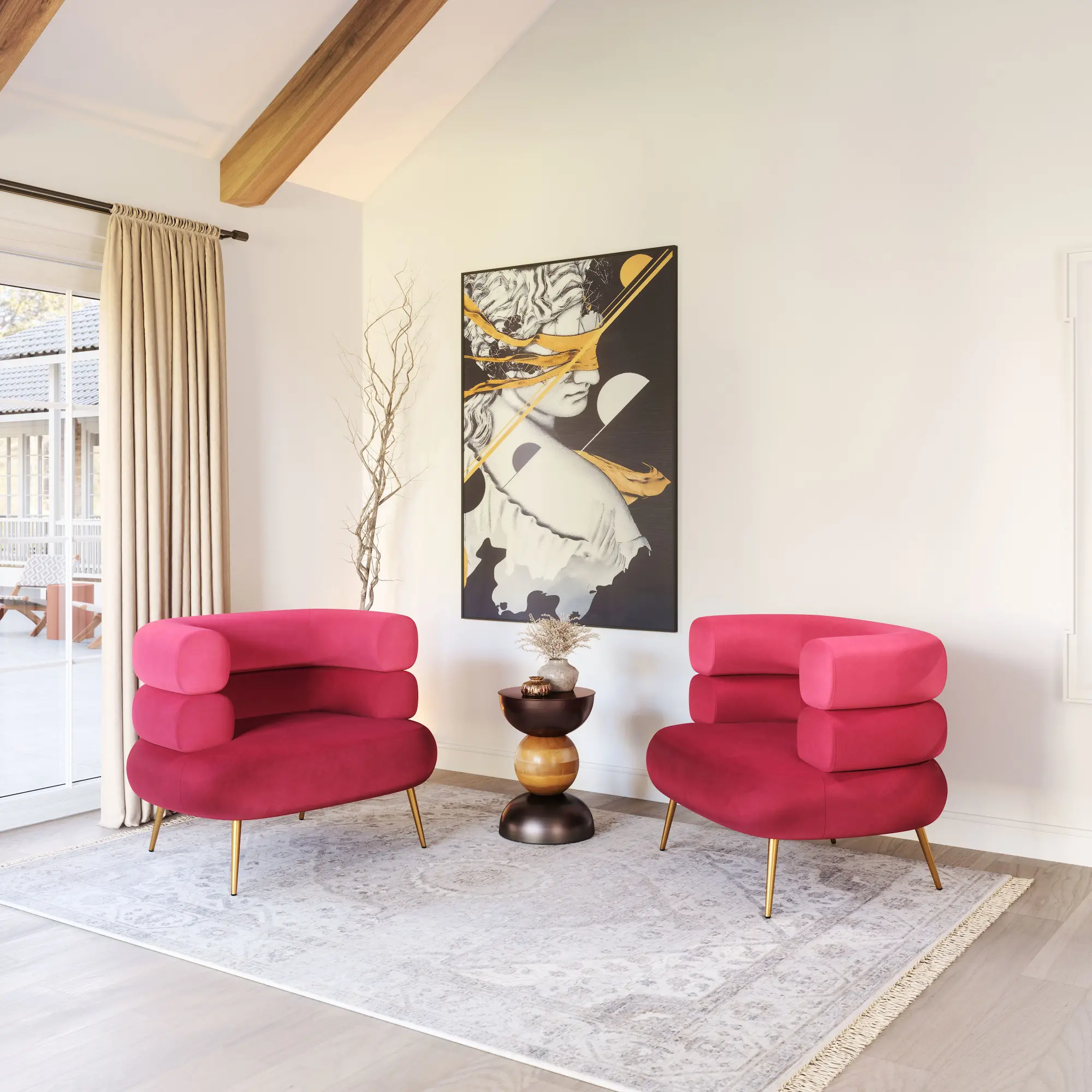 Aeris Red Velvet Accent Chair-3