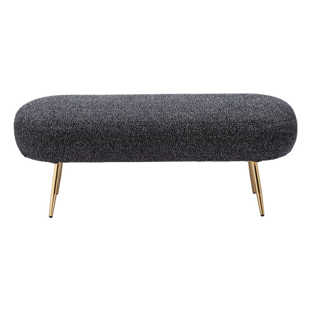 Crescent Glitter Black Upholstered Bench