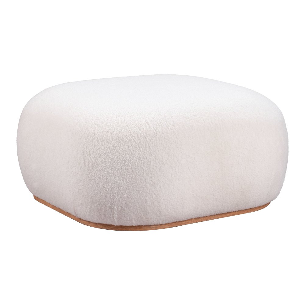 Amara Cream Sherpa Square Ottoman