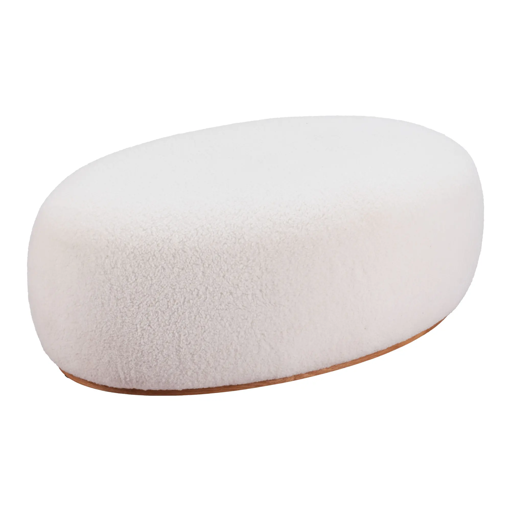 Amara Cream Sherpa Oval Ottoman-1