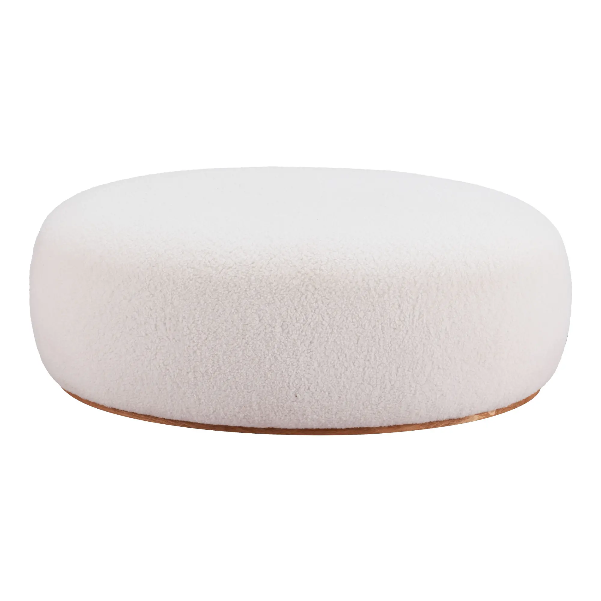 Amara Cream Sherpa Oval Ottoman-2