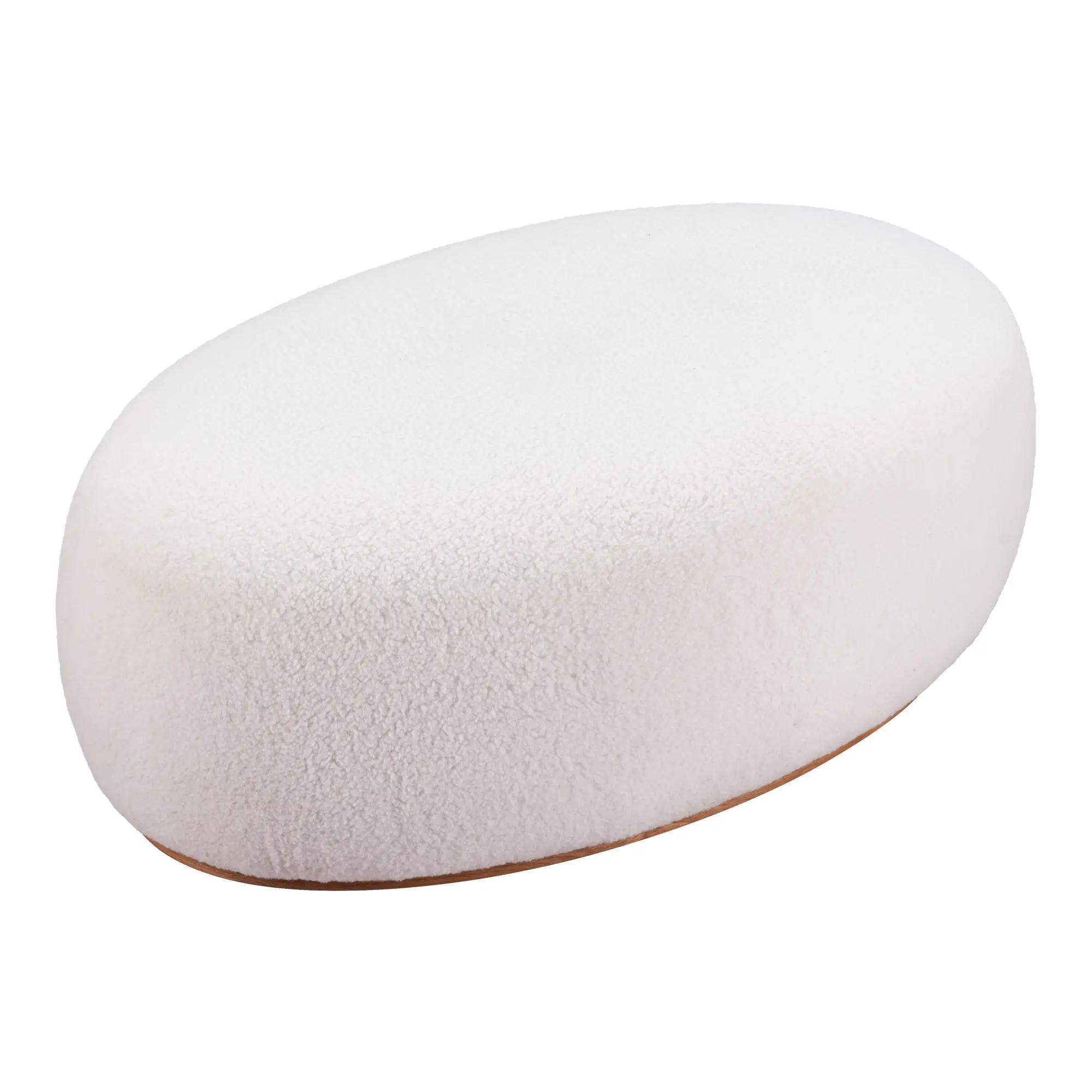 Amara Cream Sherpa Oval Ottoman-4