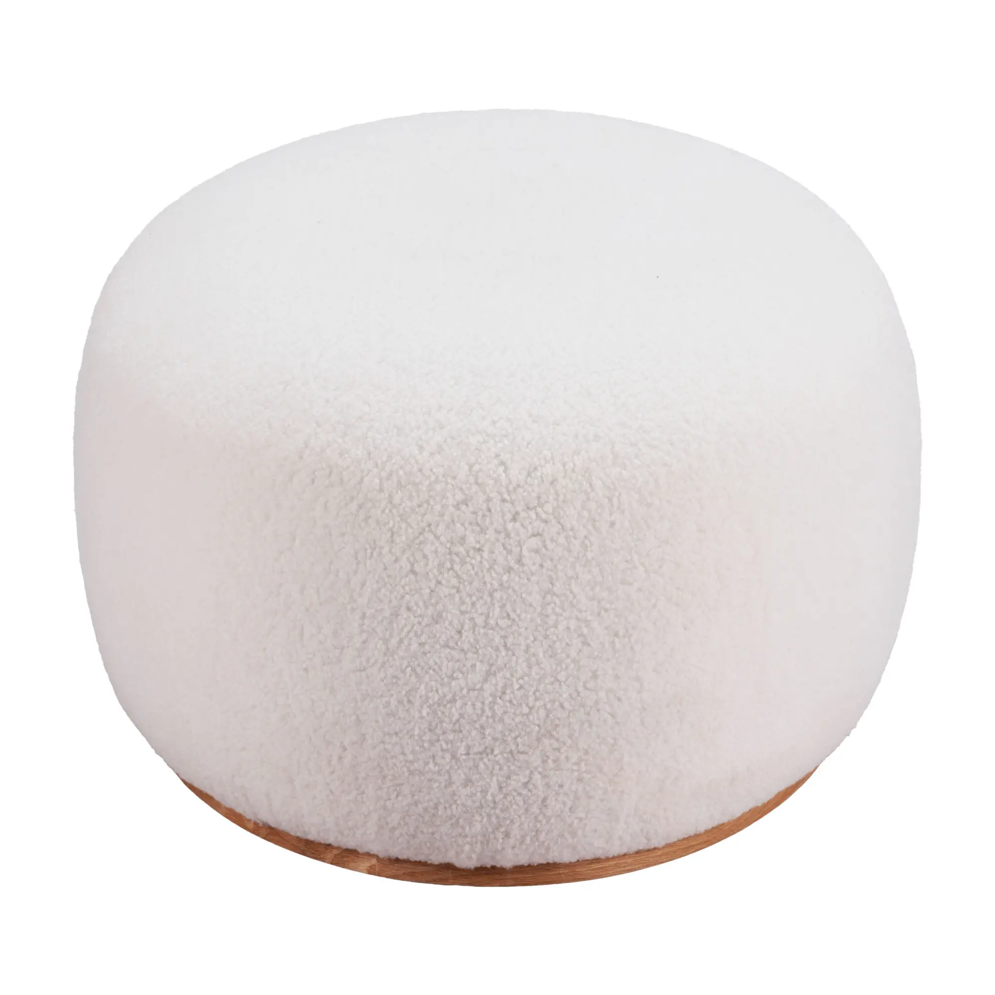 Amara Cream Sherpa Oval Ottoman-5