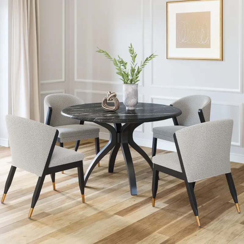 Suna Black Faux Marble Dining Table
