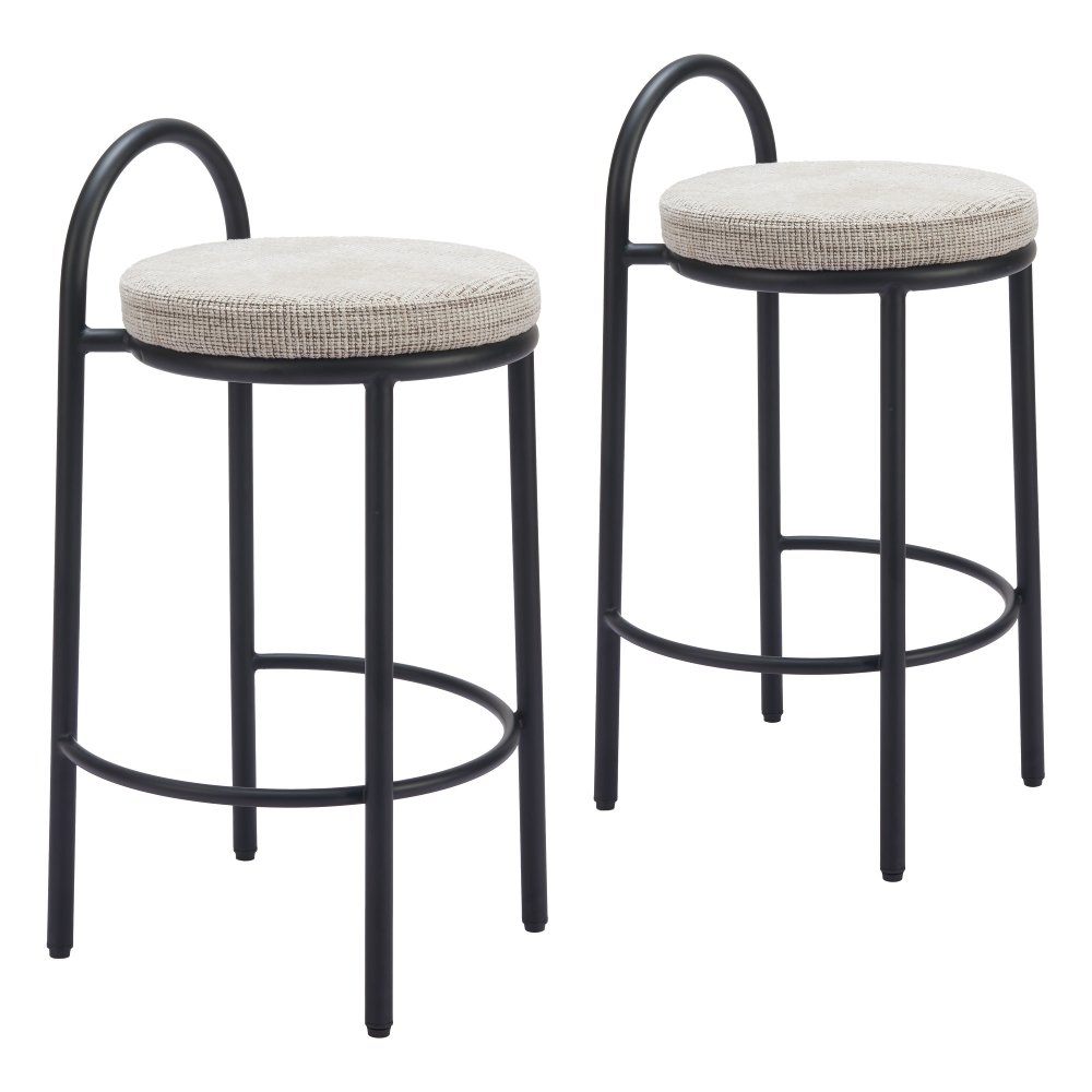 Sable Beige Tweed Counter Stools Set of 2