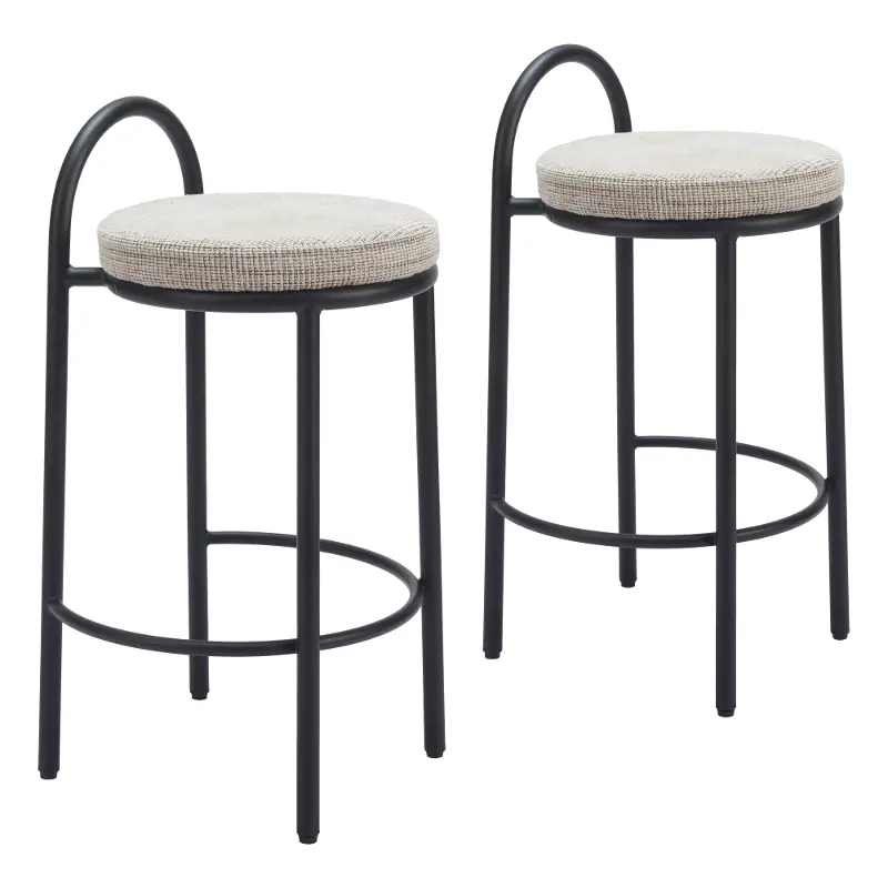 Sable Beige Tweed Counter Stools, Set of 2