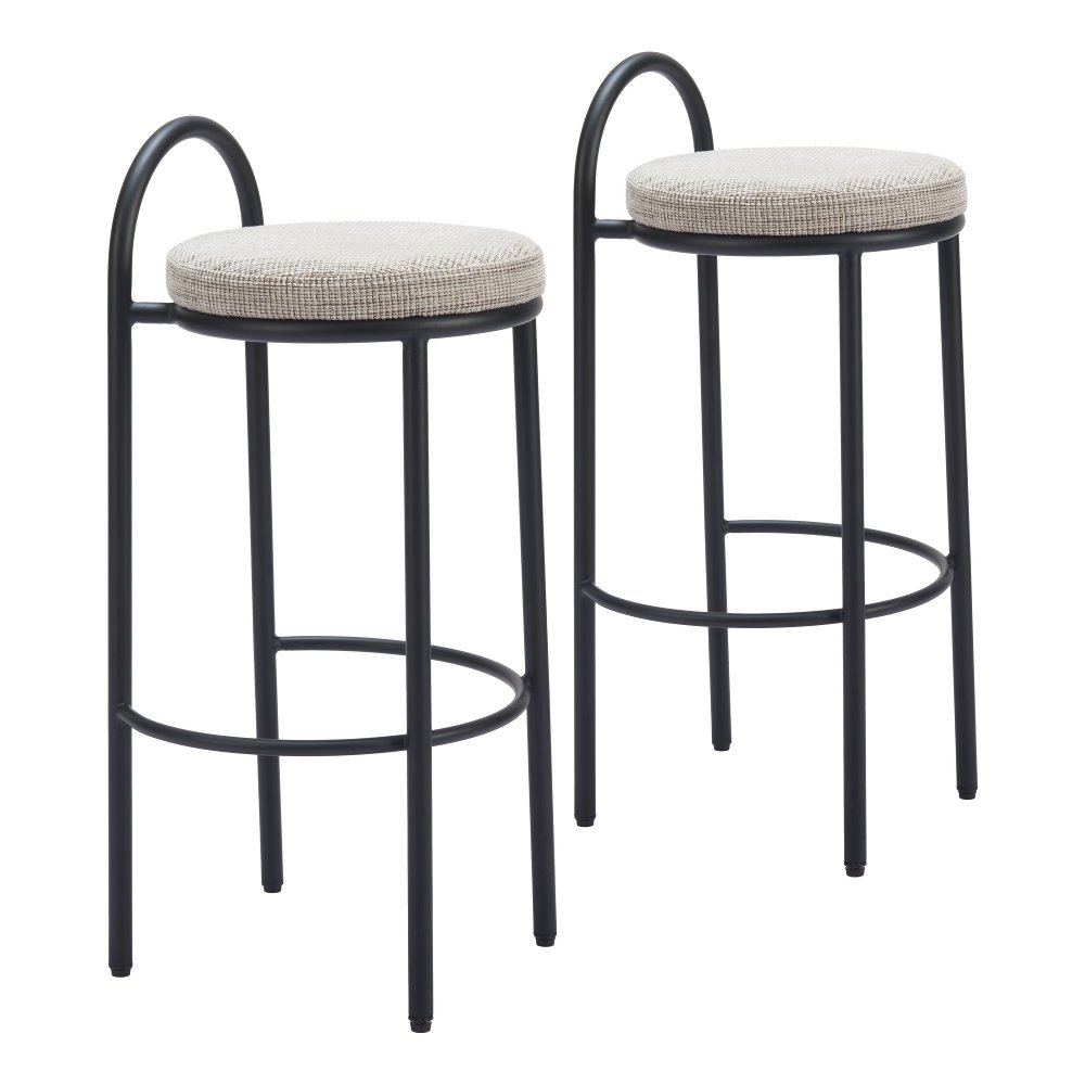 Sable Beige Tweed Barstools Set of 2