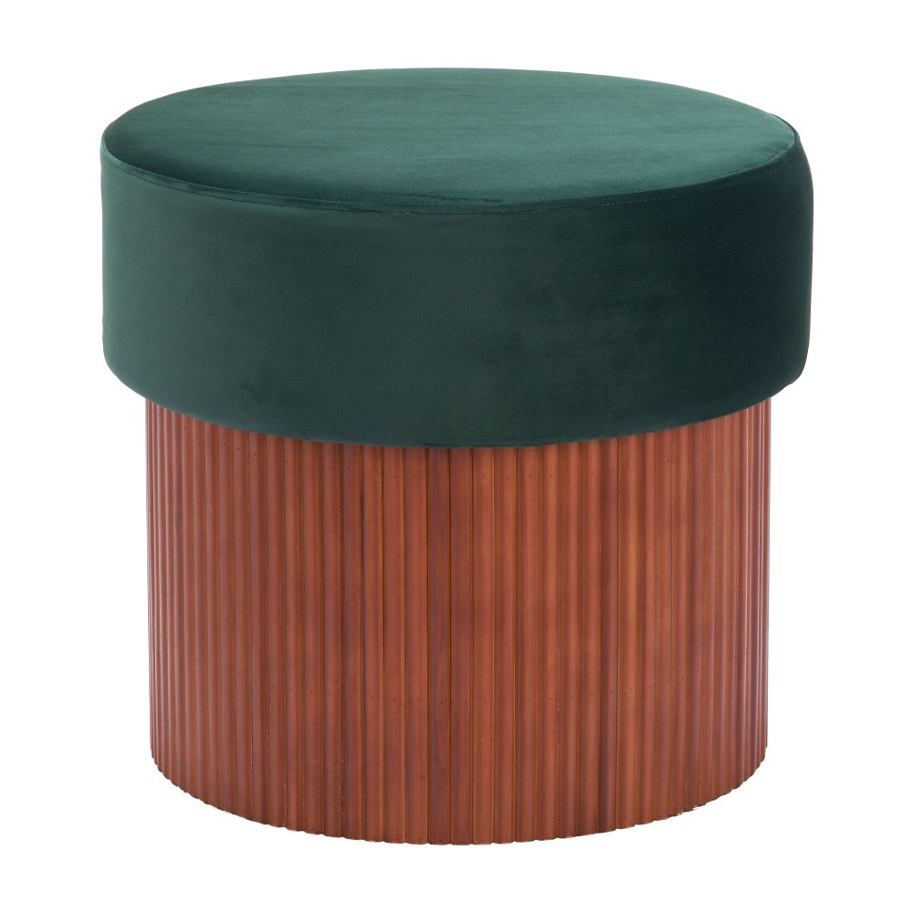 Bello Green Velvet Storage Ottoman