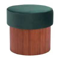 Bello Green Velvet Storage Ottoman