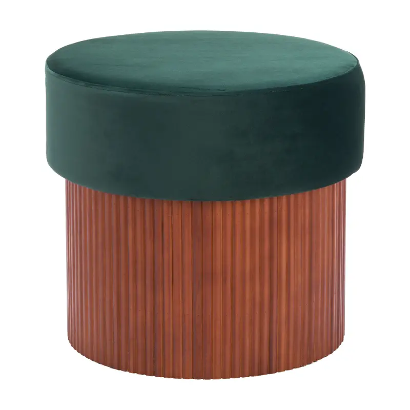 Bello Green Velvet Storage Ottoman