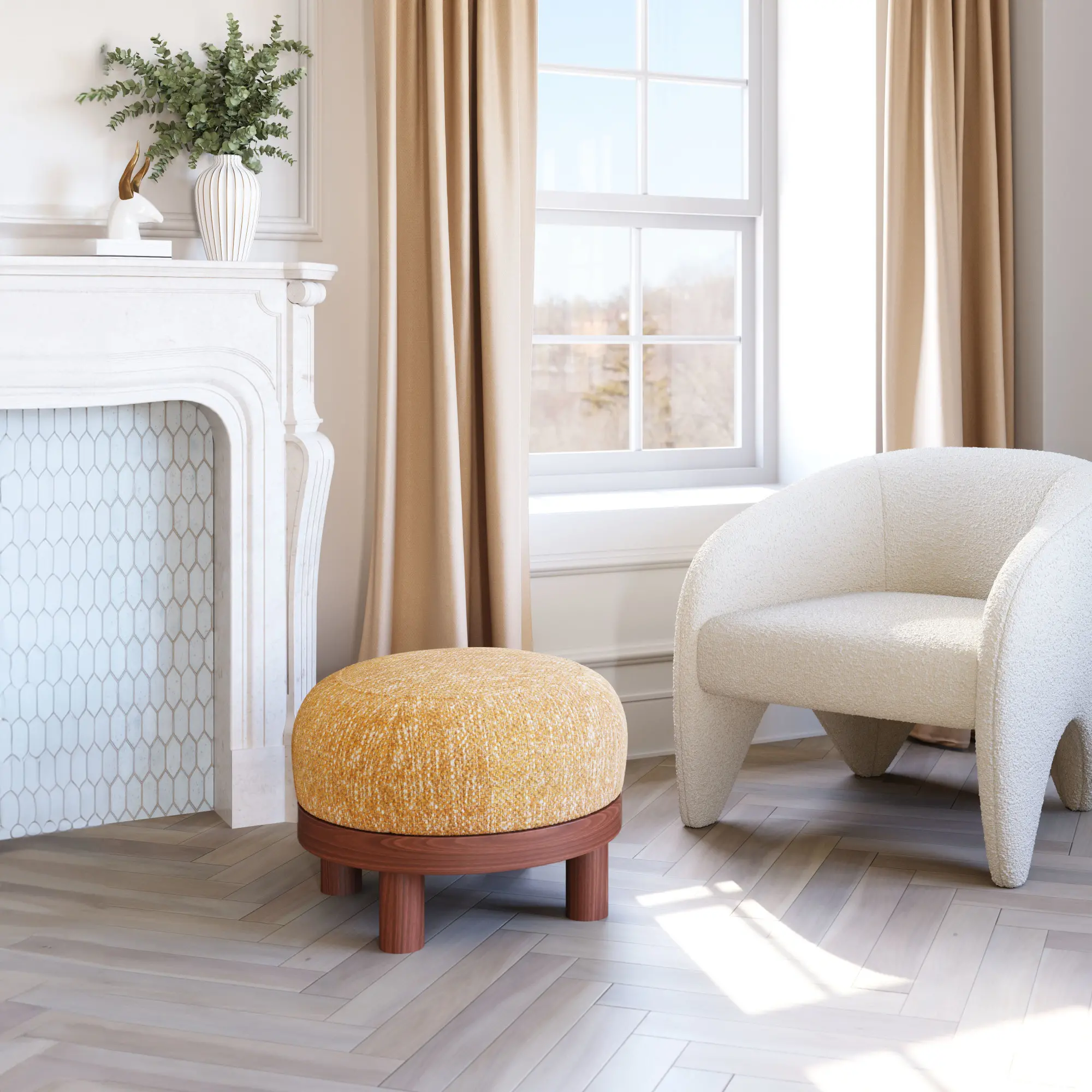 Glenmore Oat Yellow Ottoman-2
