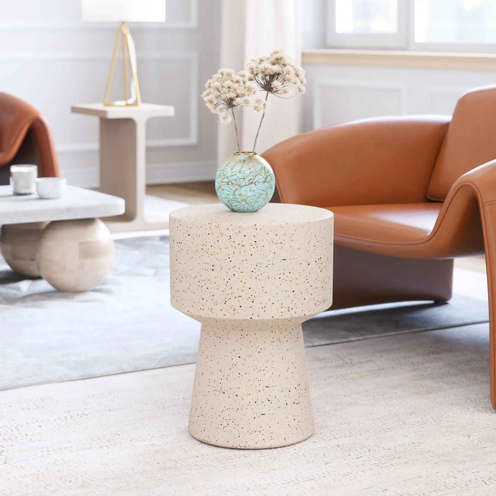 Mason Beige Terrazzo Side Table-2
