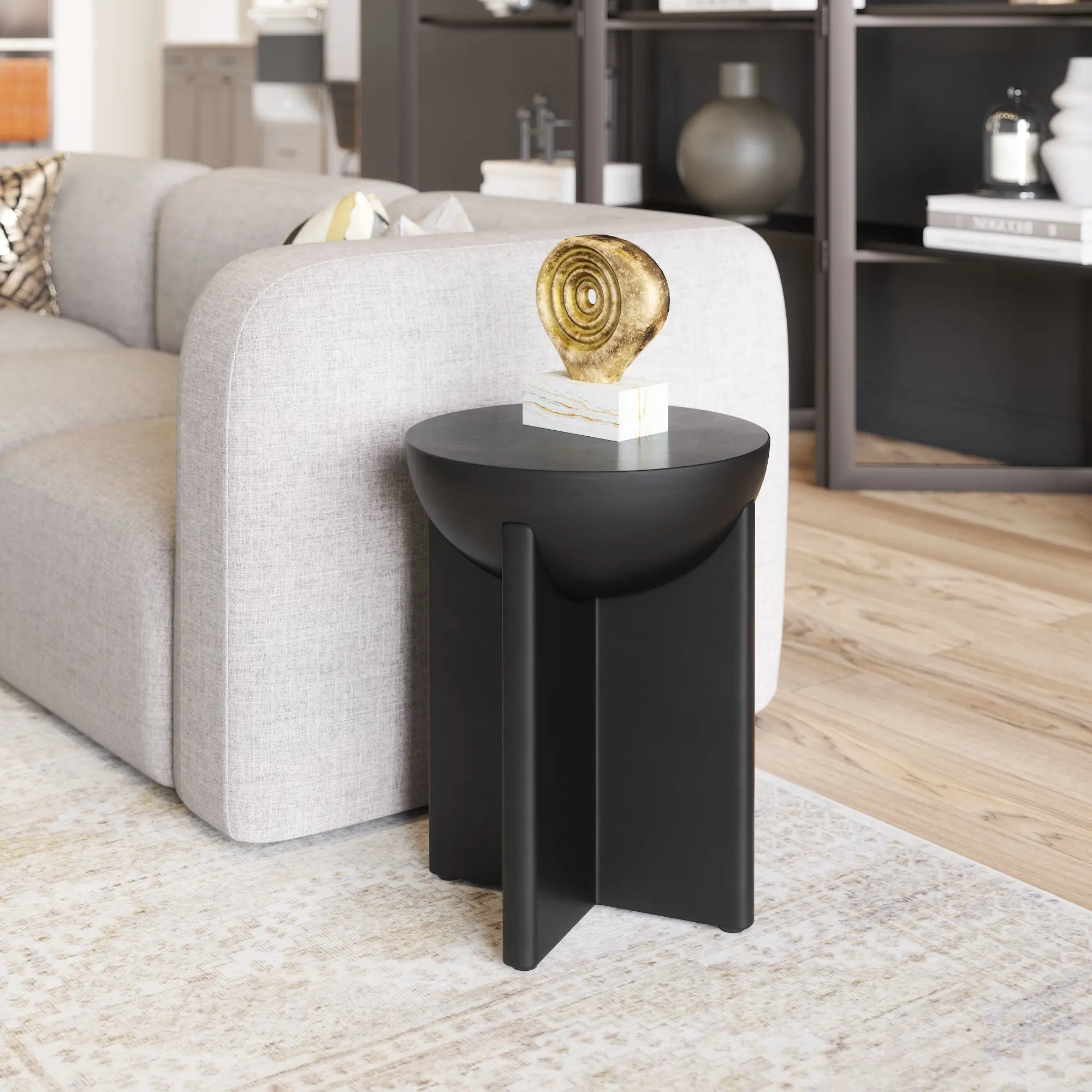 Tulsa Black Round Side Table-2
