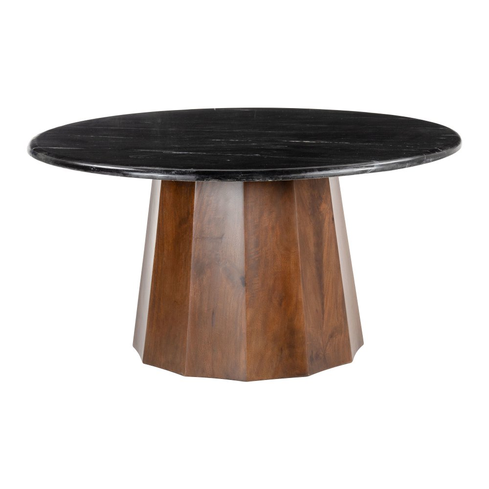 Alpine Black and Brown Round Coffee Table
