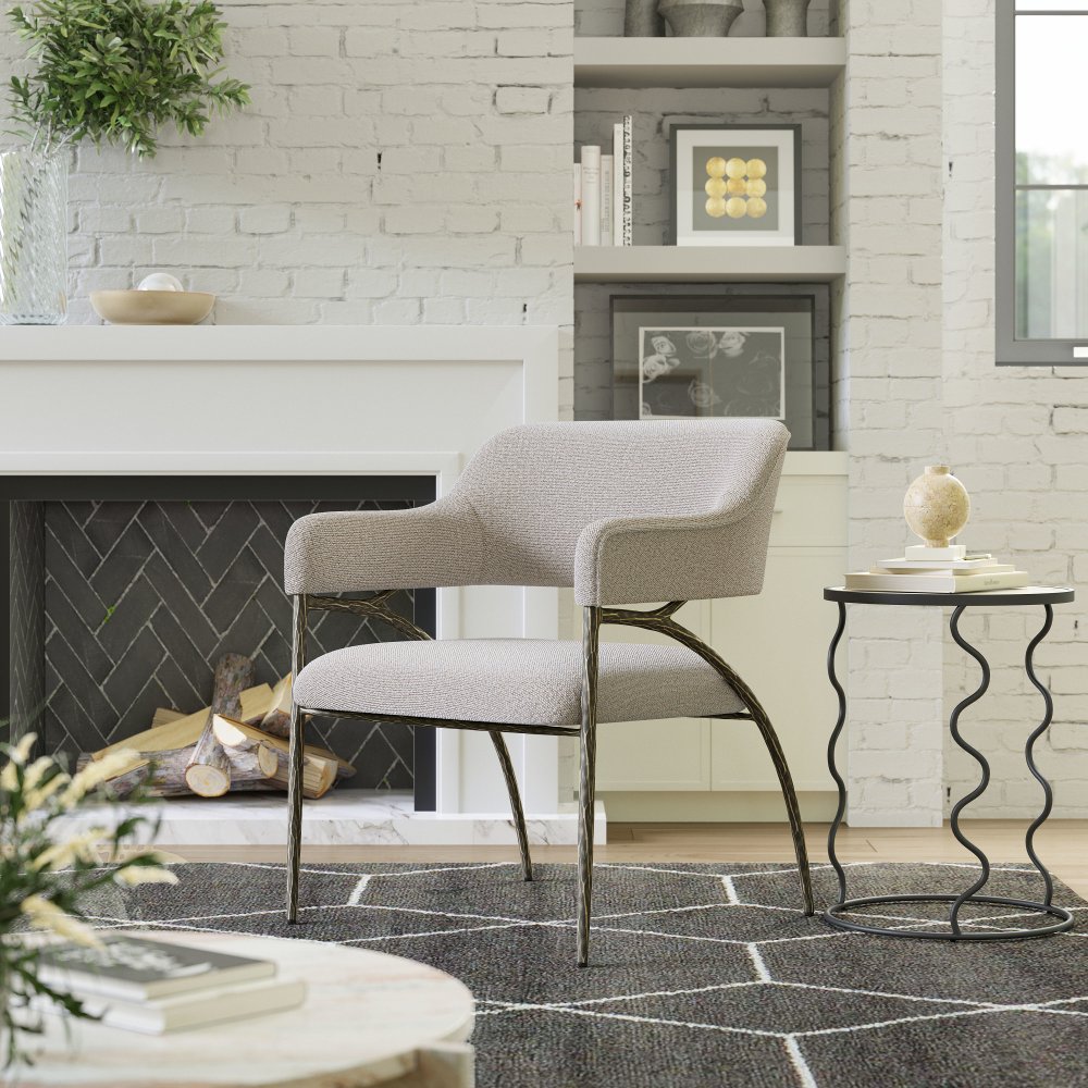 Vestal Gray Boucle Accent Chair