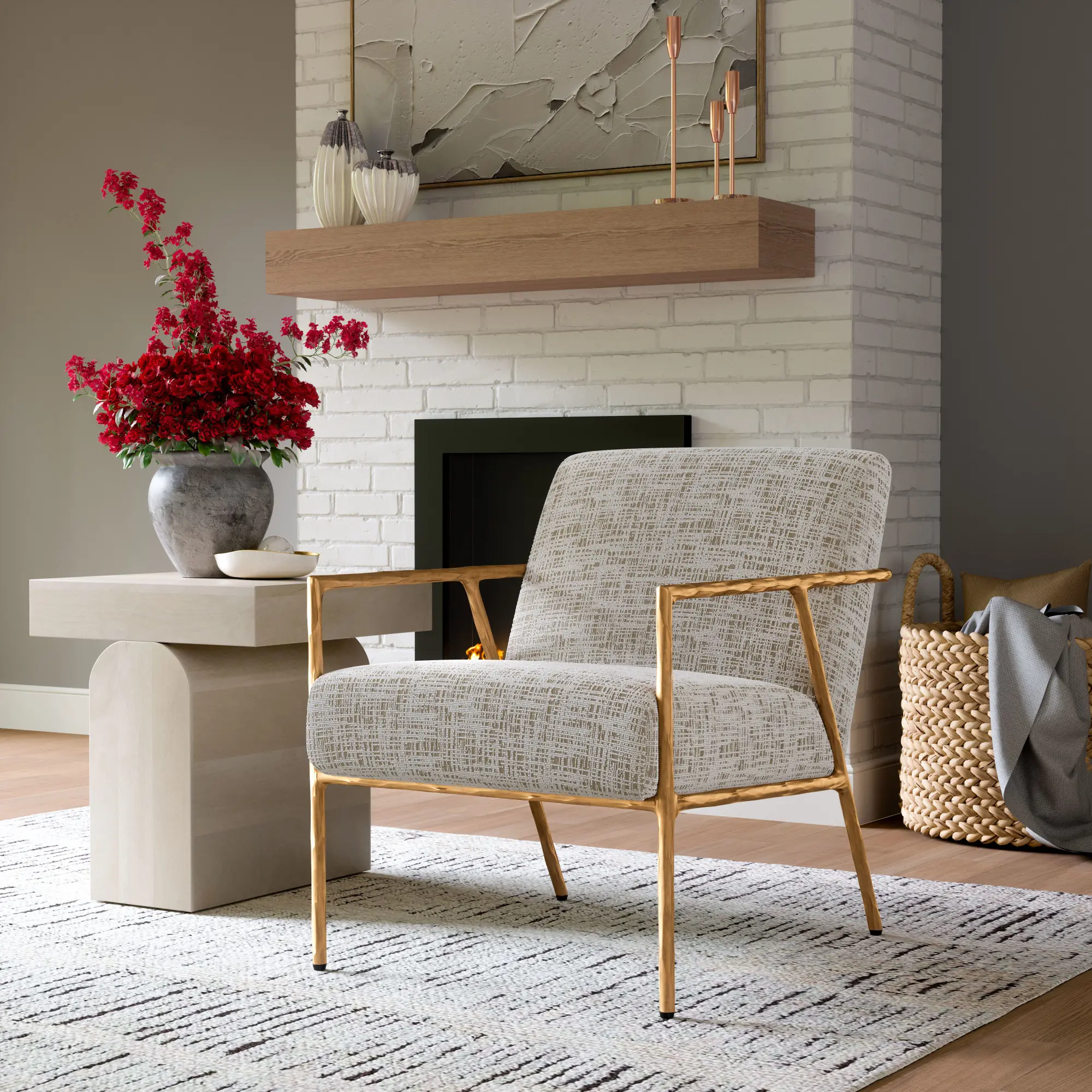 Norwell Beige Frost Boucle Accent Chair-2