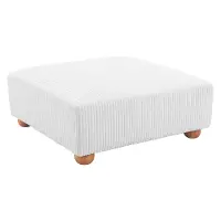 Tanner White Corduroy Ottoman