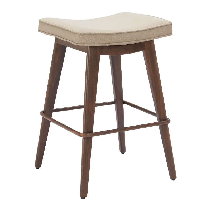Dalia Beige and Walnut Counter Stool, Set of 2