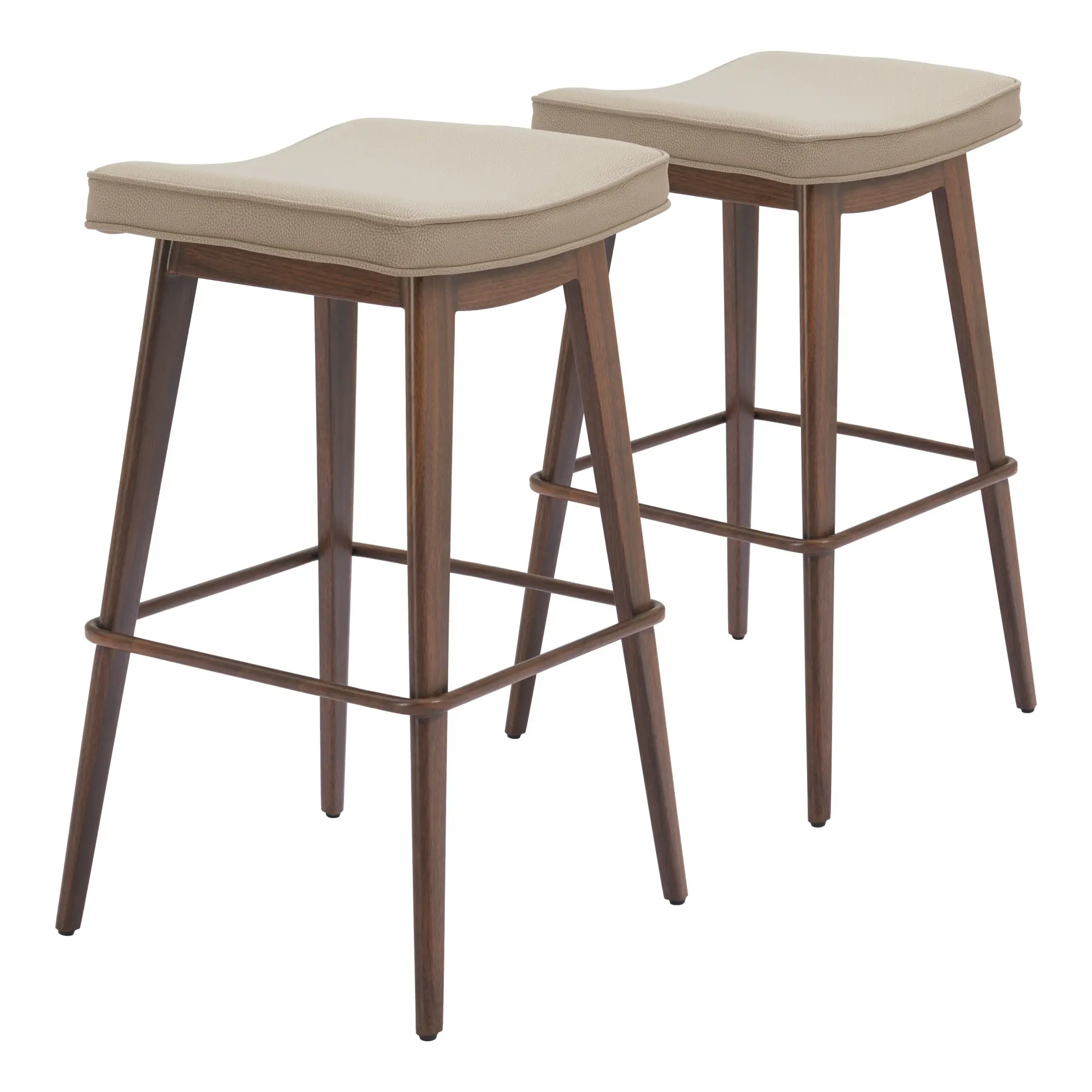 Dalia Beige and Walnut Counter Stool, Set of 2-7
