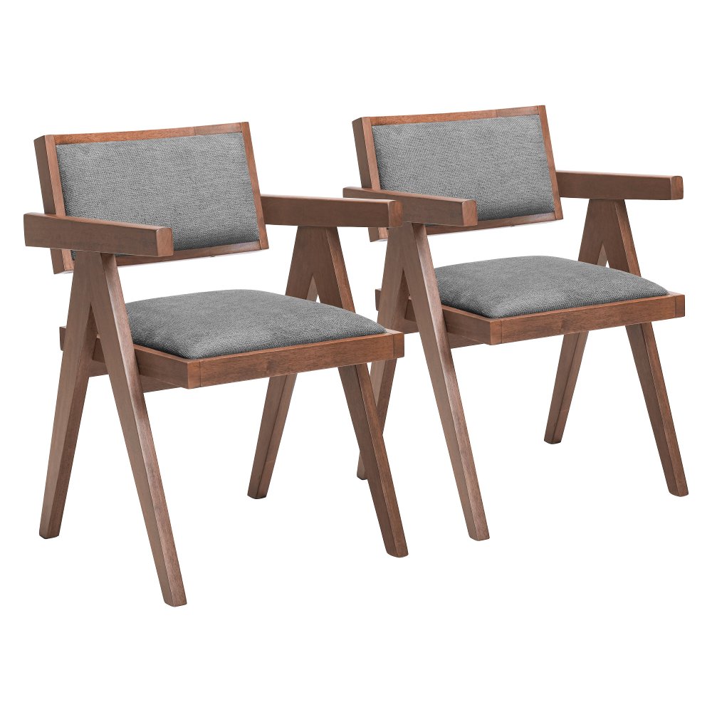 Durham Gray and Walnut Dining Chairs Set of 2