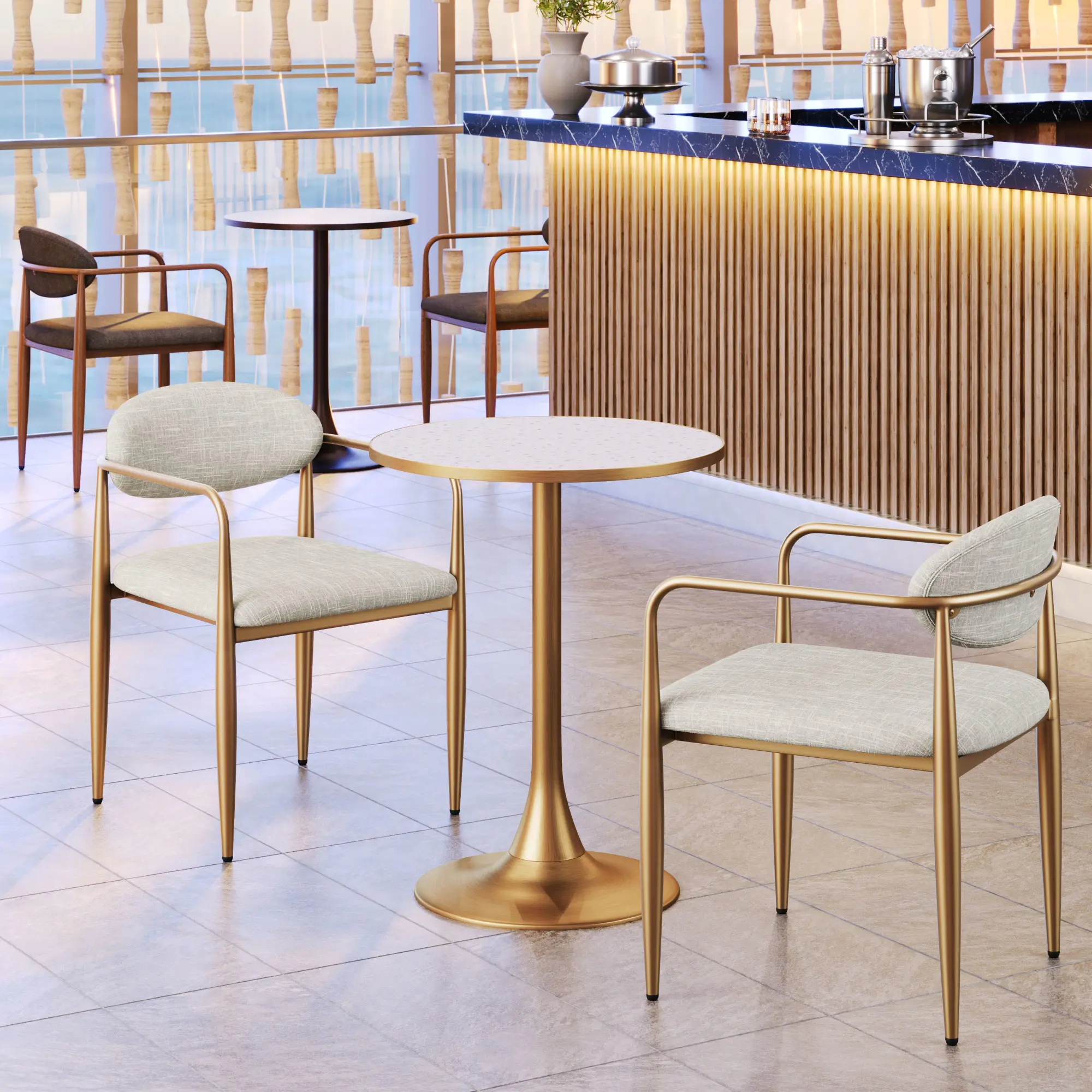Brent Beige and Gold Bistro Table-2