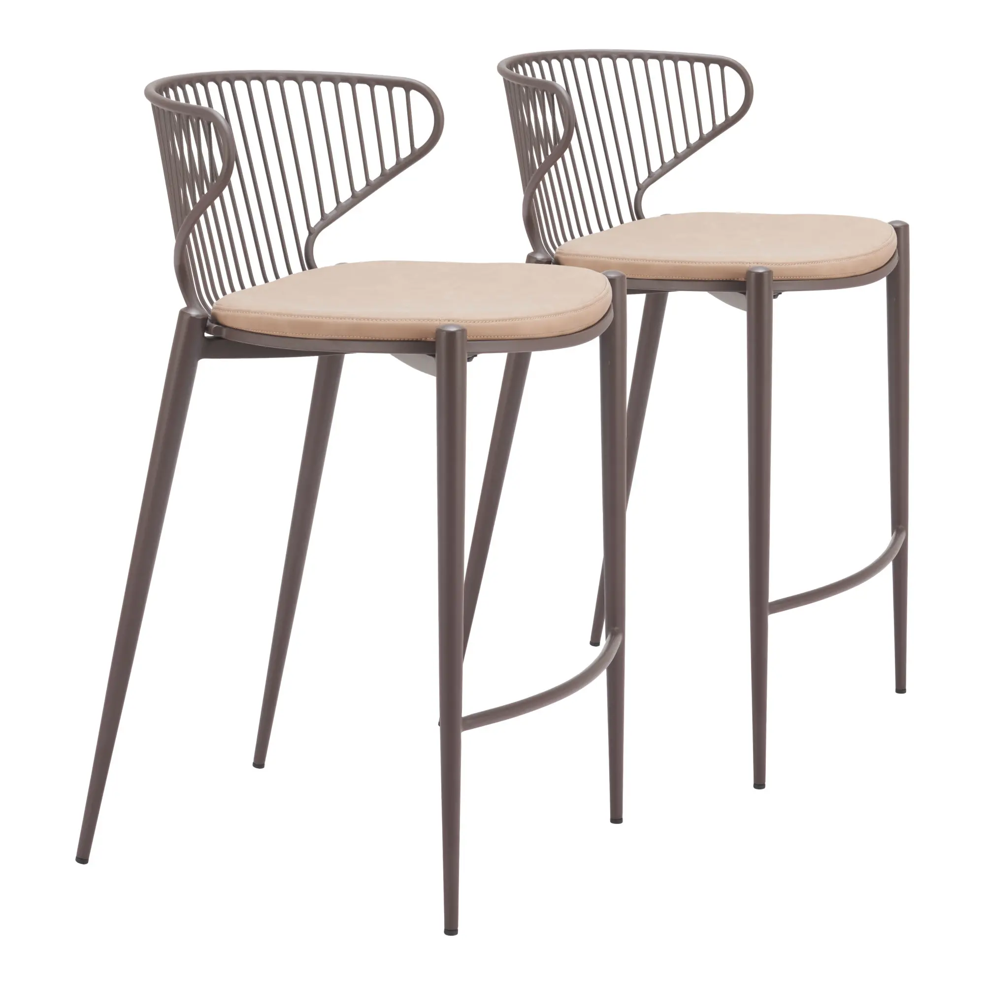 Selena Taupe and Brown Counter Stools, Set of 2-1