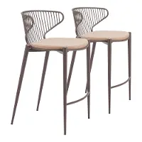 Selena Taupe and Brown Counter Stools, Set of 2