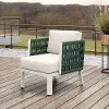 Bristol White and Green Outdoor Armchair