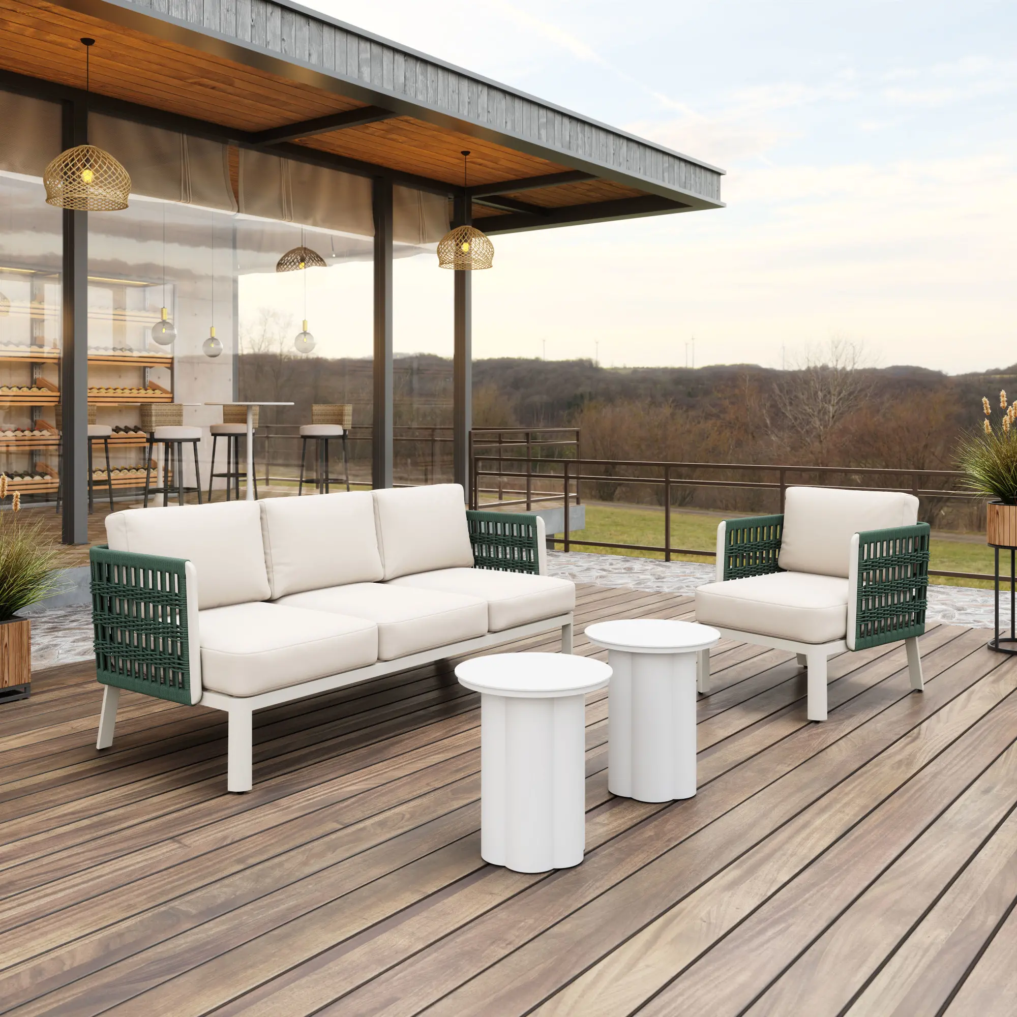 Bristol White and Green Outdoor Sofa-3