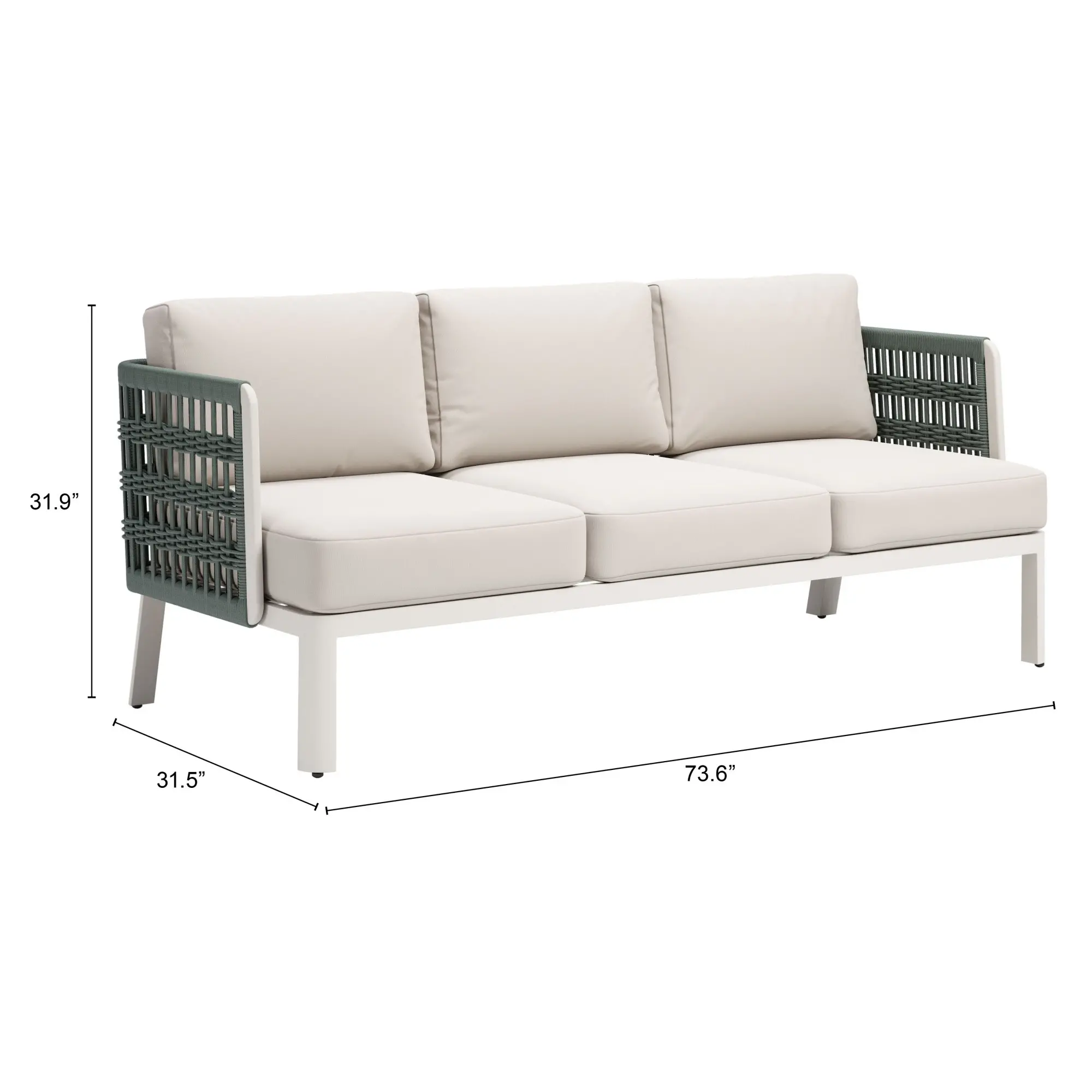 Bristol White and Green Outdoor Sofa-7