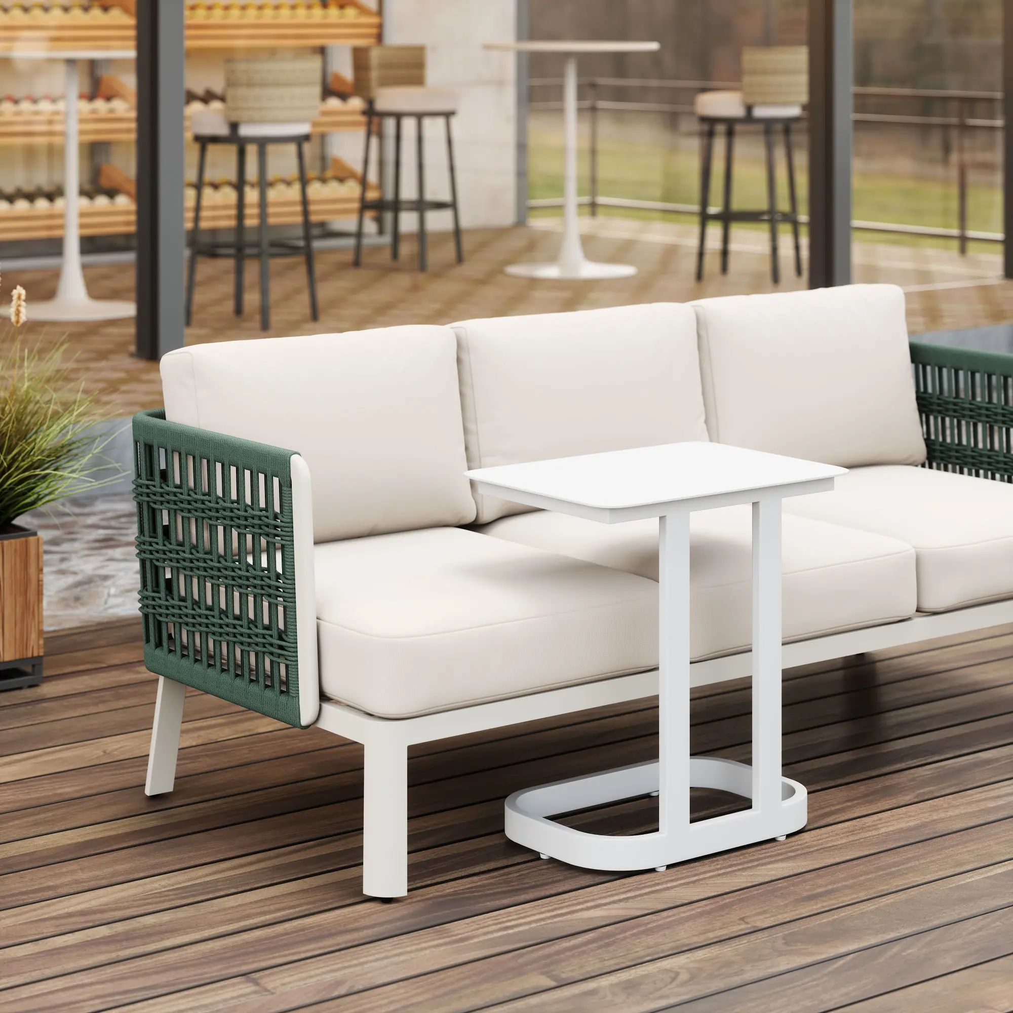 Flint White Outdoor End Table-2