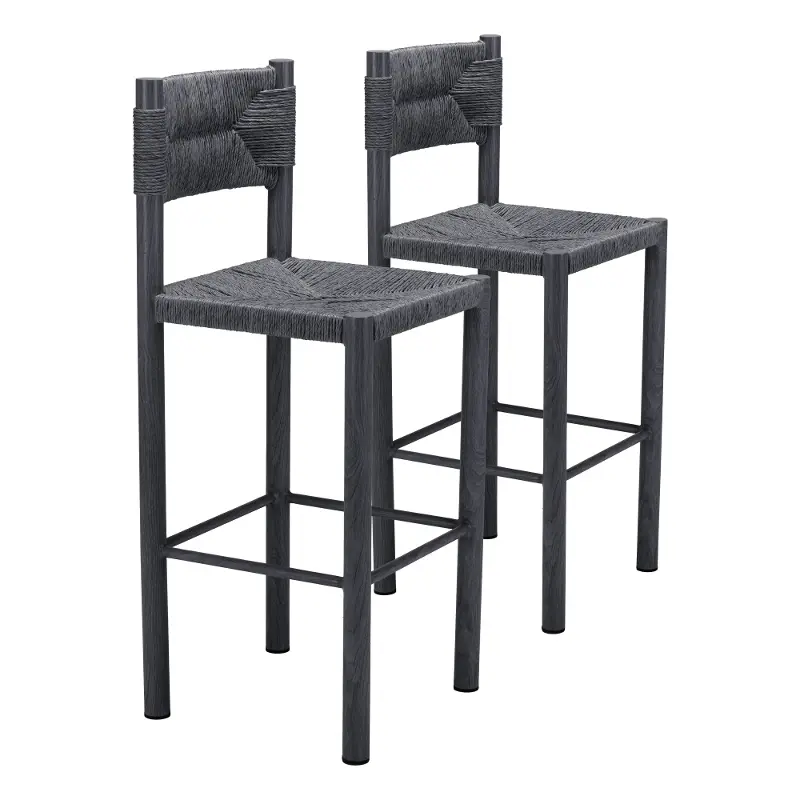 Ives Black Outdoor Barstools, Set of 2
