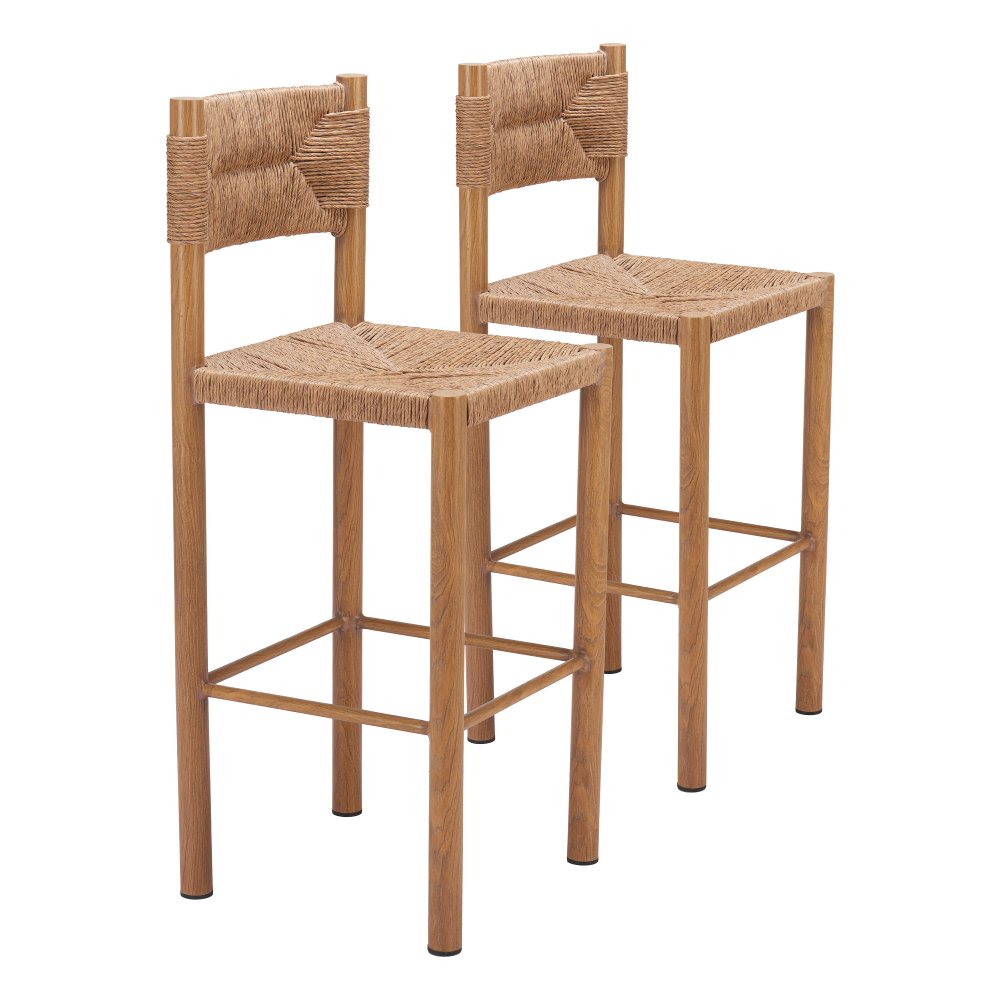 Ives Natural Brown Outdoor Barstools Set of 2