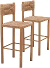 Ives Natural Brown Outdoor Barstools, Set of 2