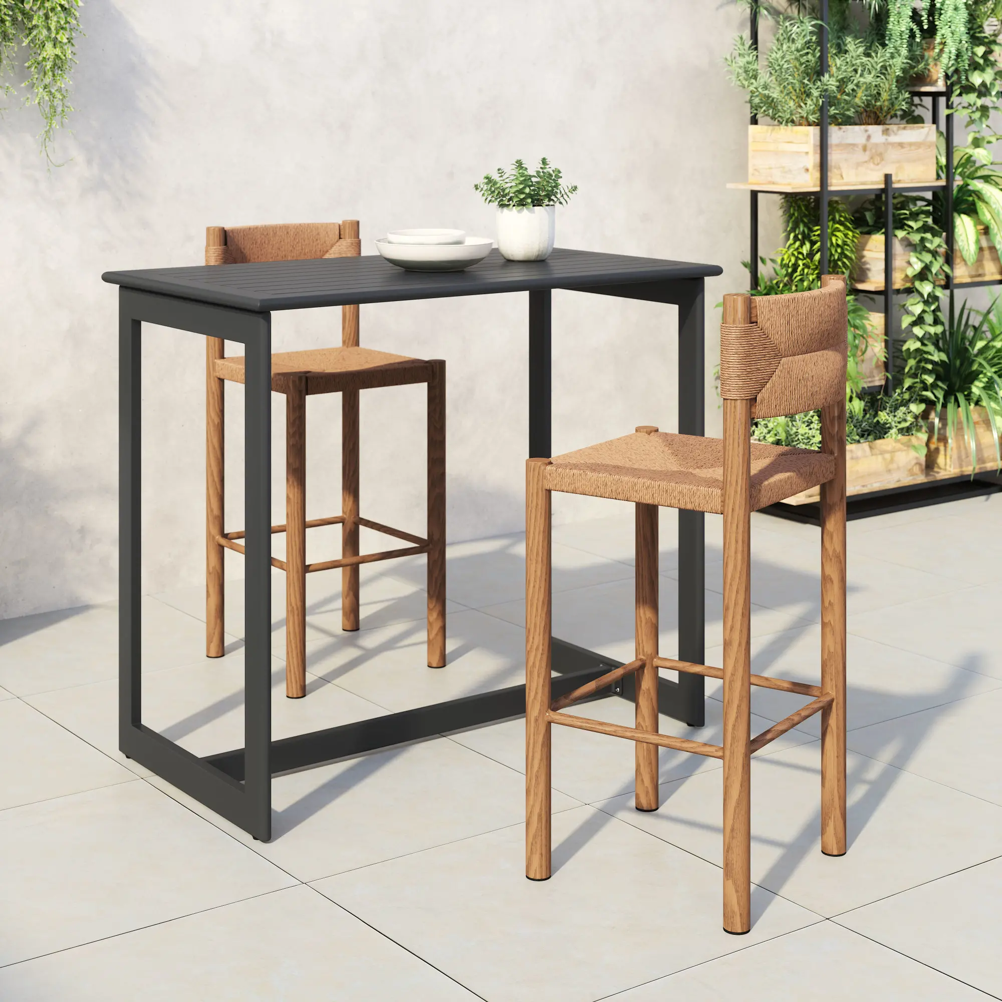 Ives Natural Brown Outdoor Barstools, Set of 2-3