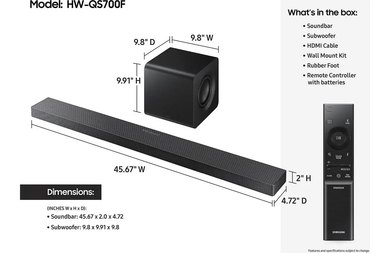HW-QS700F/ZA Samsung HW-QS700F 3.1.2-Channel Dolby Atmos Soundbar System-3