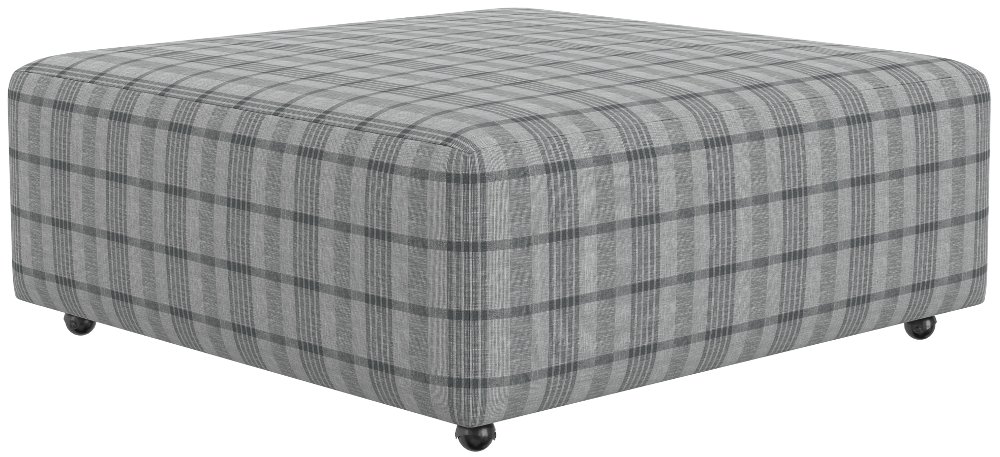 Chappy Smoke Gray Plaid Cocktail Ottoman