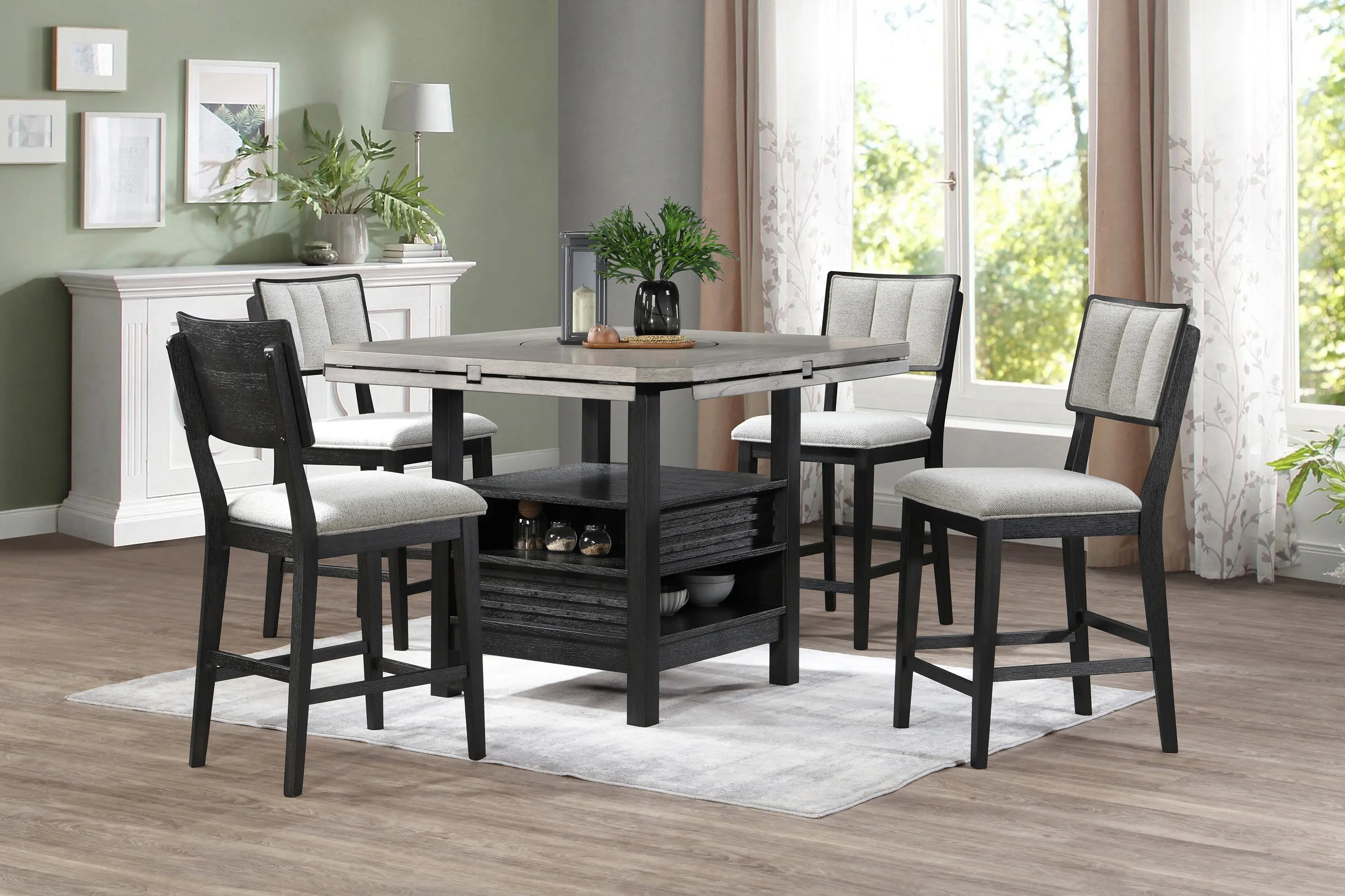Cline Two-Tone Gray Counter Height 5 Piece Dining Set-2