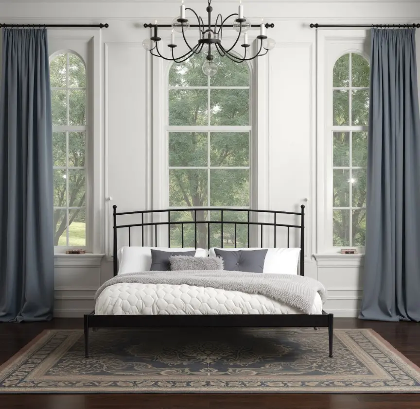 Traditional Black Metal Queen Bed-2