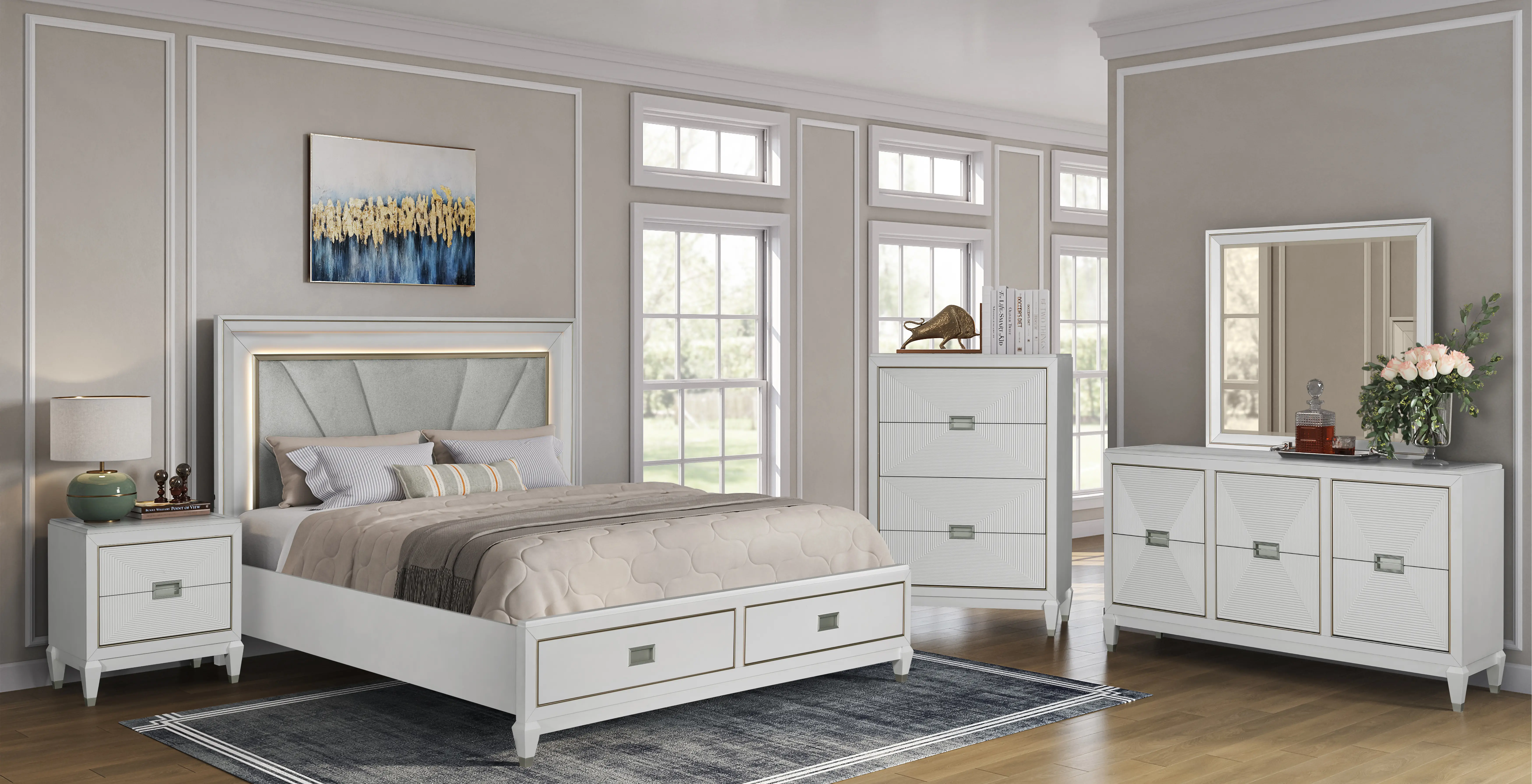 Gallia White King Storage Bed-2