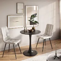 Ivo Black Marble 28  Round Bistro Table