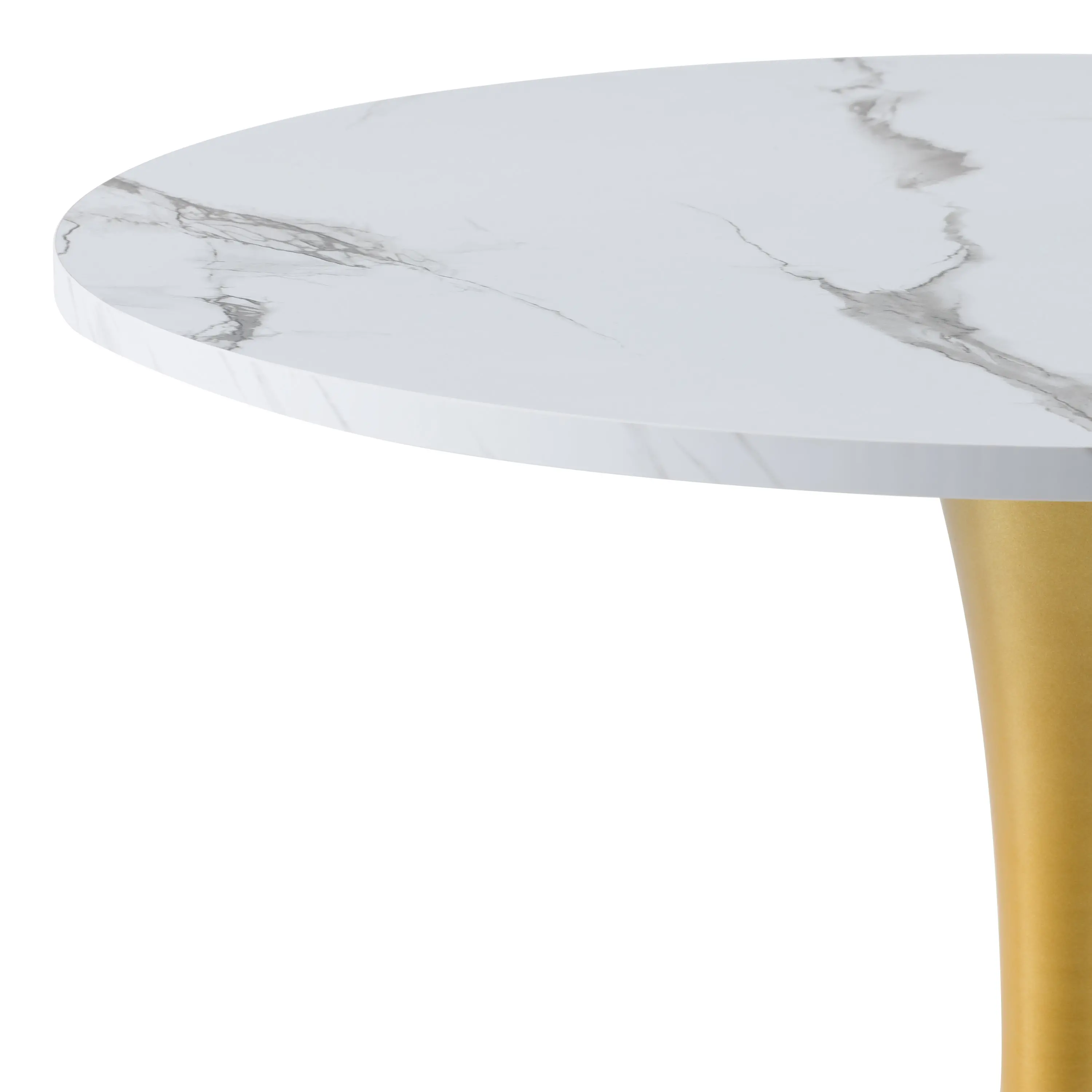 Ivo White Marble 28  Round Bistro Table with Gold Base-3