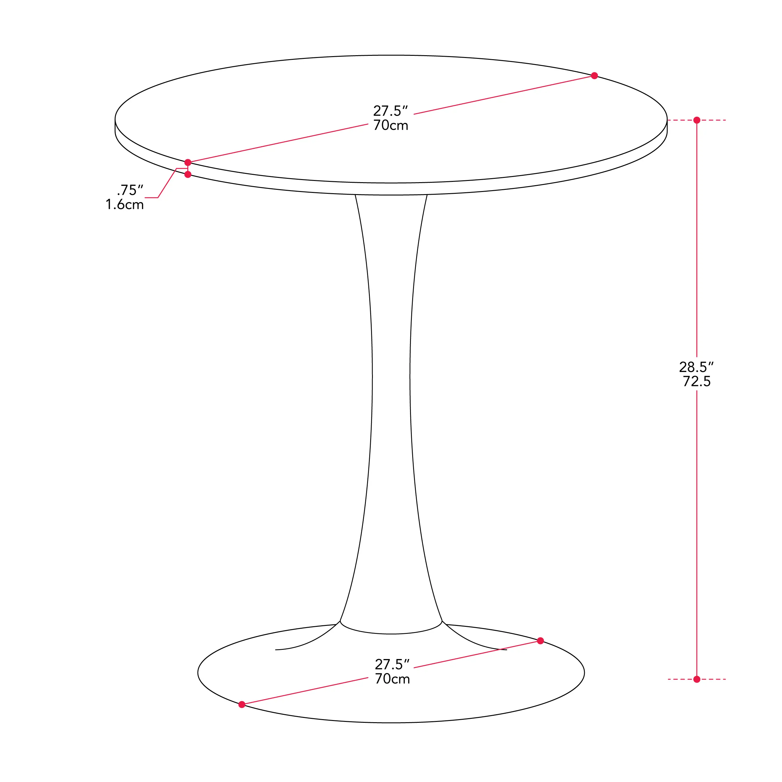 Ivo White Marble 28  Round Bistro Table with Gold Base-5