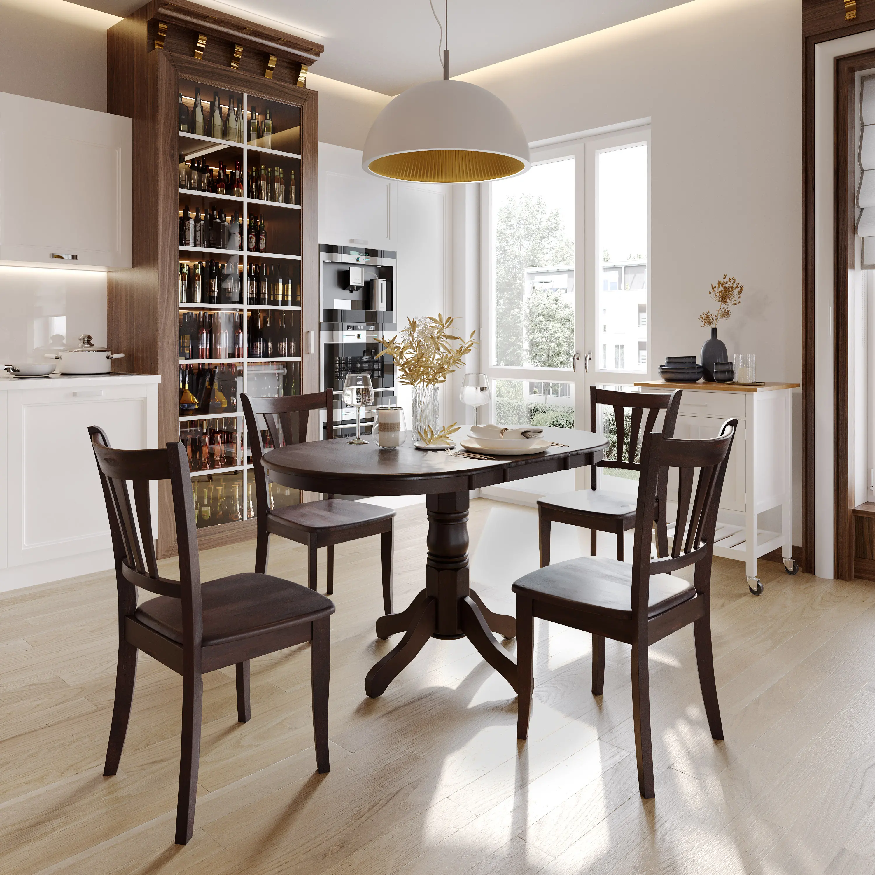 Dillon Dark Brown Wood Dining Chairs, Set of 2-2