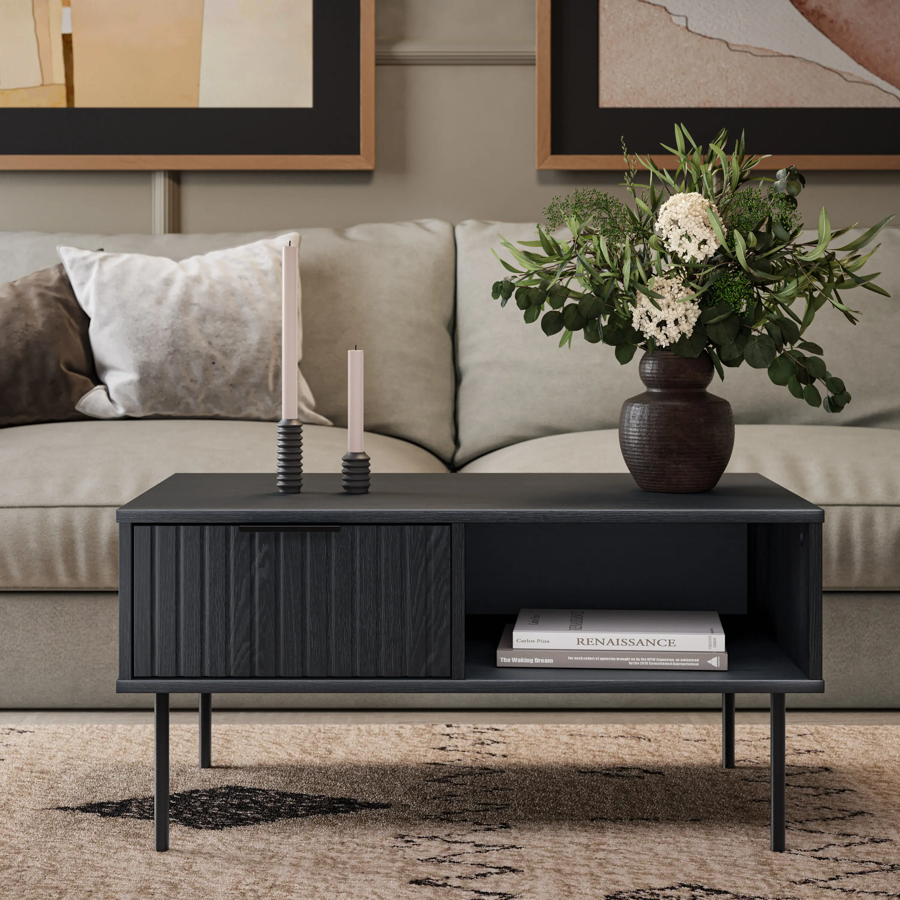 Lysander Black Fluted Coffee Table-2