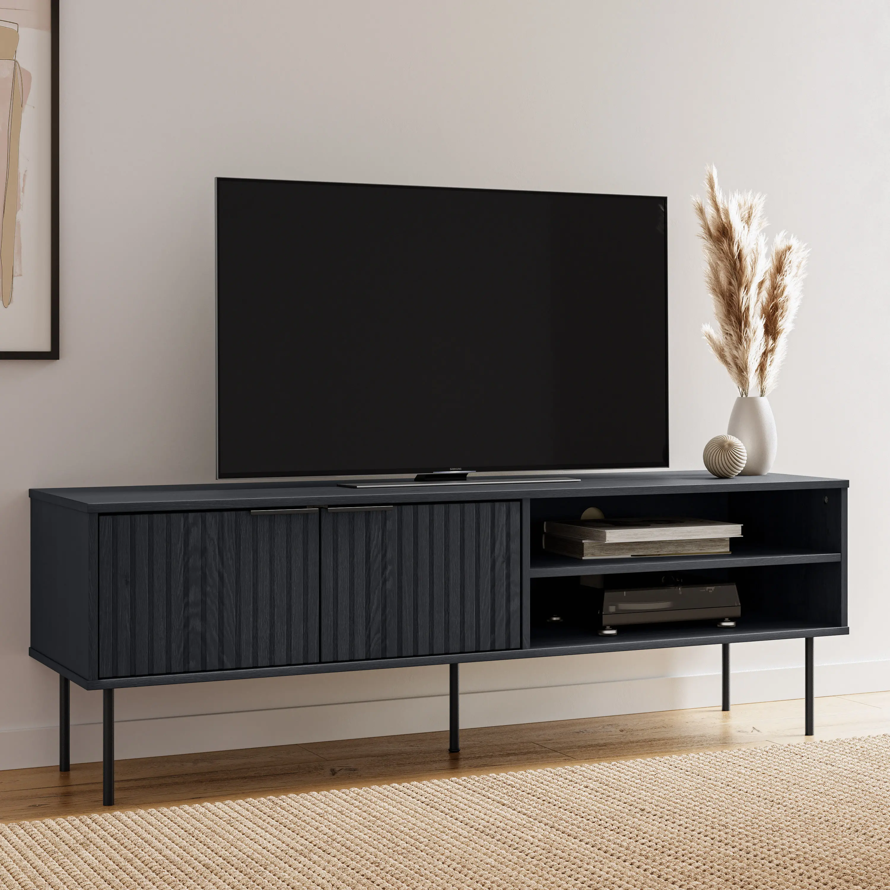 Lysander Black Fluted TV Stand-2