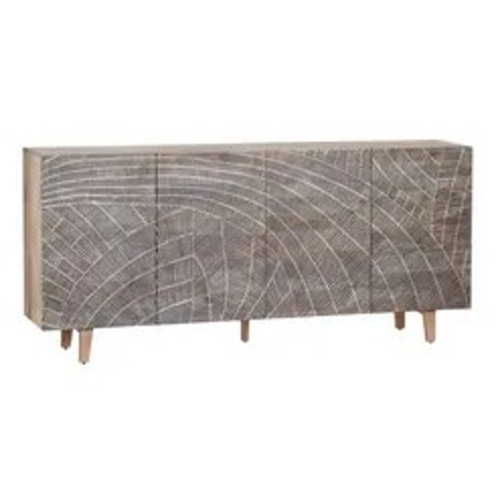 Zambia Light Brown and Black 4-Door Sideboard